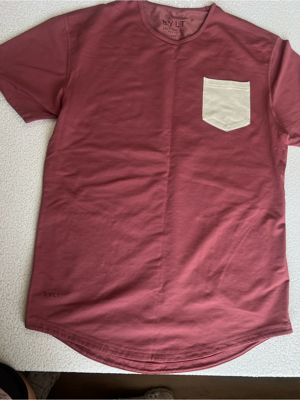 Men's BYLT Maroon Crew Neck Pocket T-Shirt